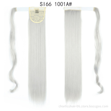 Top Quality Silky Straight High Ponytail For Black Women Pour Petite Fille Wrap Around Synthetic Clip Hair Ponytails Extensions
